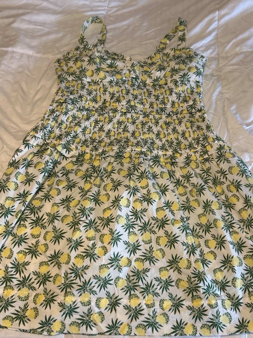 Girls Pineapple Print Sundress - White & Yellow